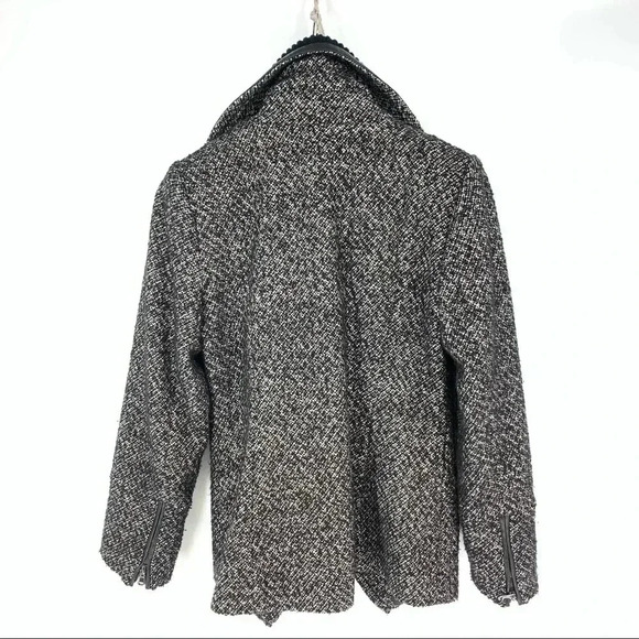 Trina Turk Boucle Tweed Moto zip jacket with leather trim - Picture 2 of 7